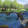 big dog yeets smol dog in river