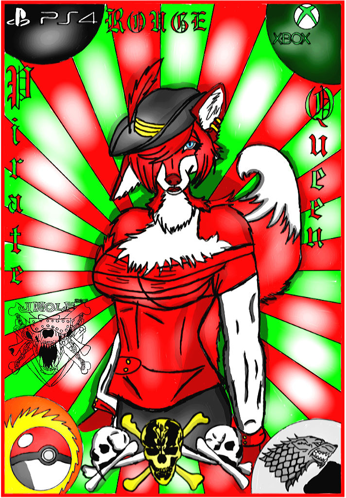 Rouge the Vixen Pirate Queen poker style by Justicewolf337