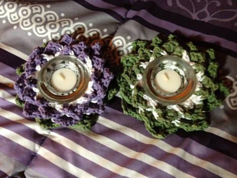 Crochet Lotus Blossom Candle Holder