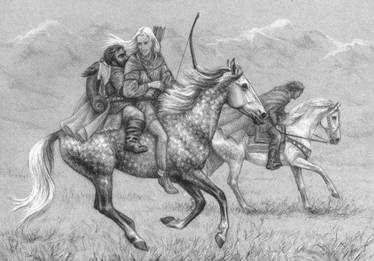 Legolas and Gimli on horseback