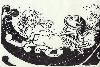 Mermaid woodblock