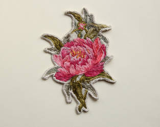Hand embroidered pink peony by Avaril