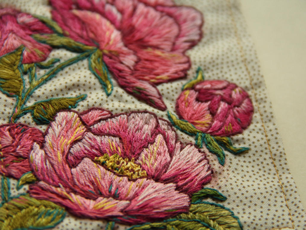 Embroidered peonies