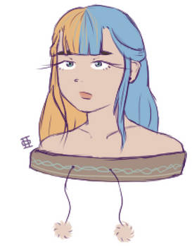 messy low quality doodle of claire