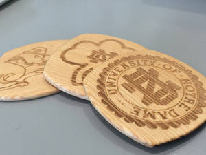 Laser Engraved Notre Dame Coasters