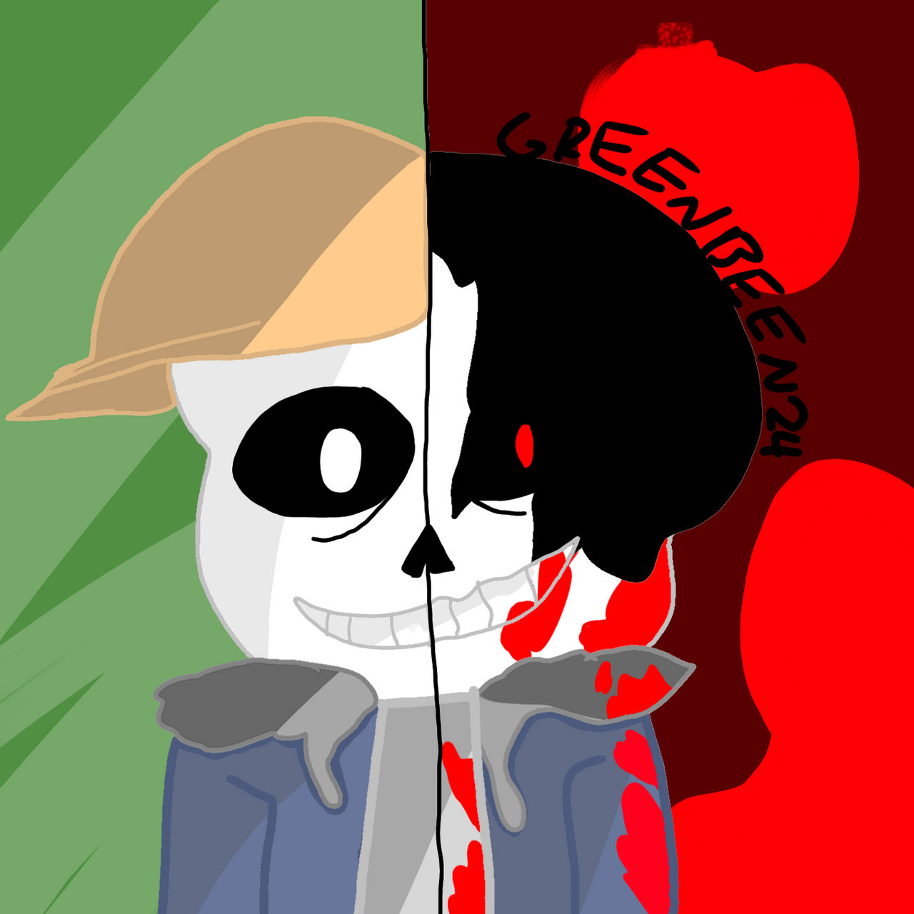 Farmer Sans and Horror Sans by GREENBEEN24 on DeviantArt