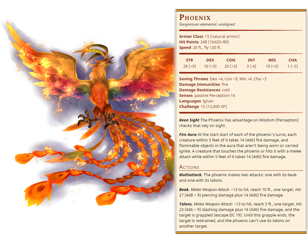 Phoenix DnD 5th monster