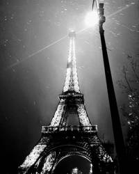 Dramatic Eiffel Tower at night
