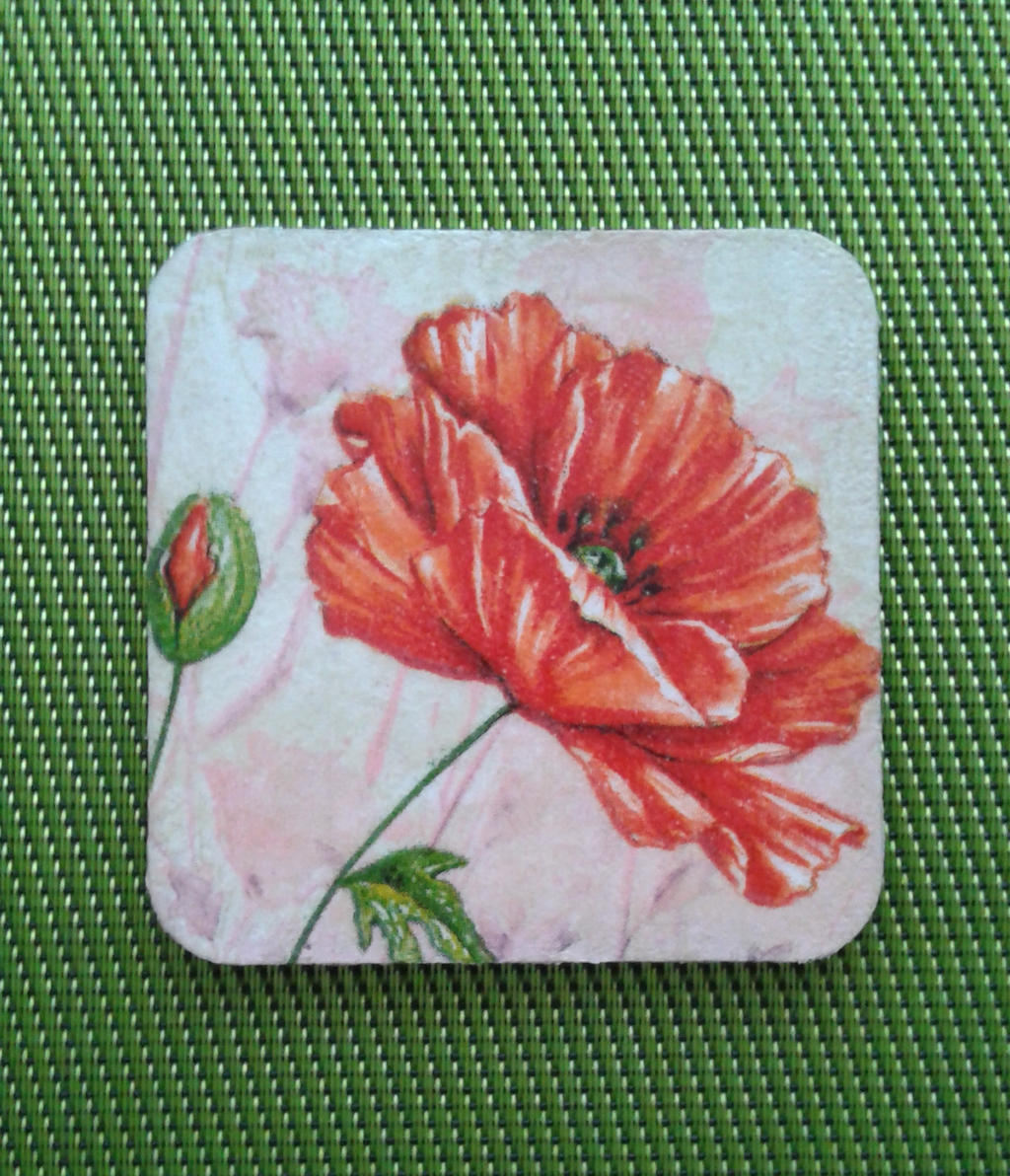 Decoupage cap cup with flower