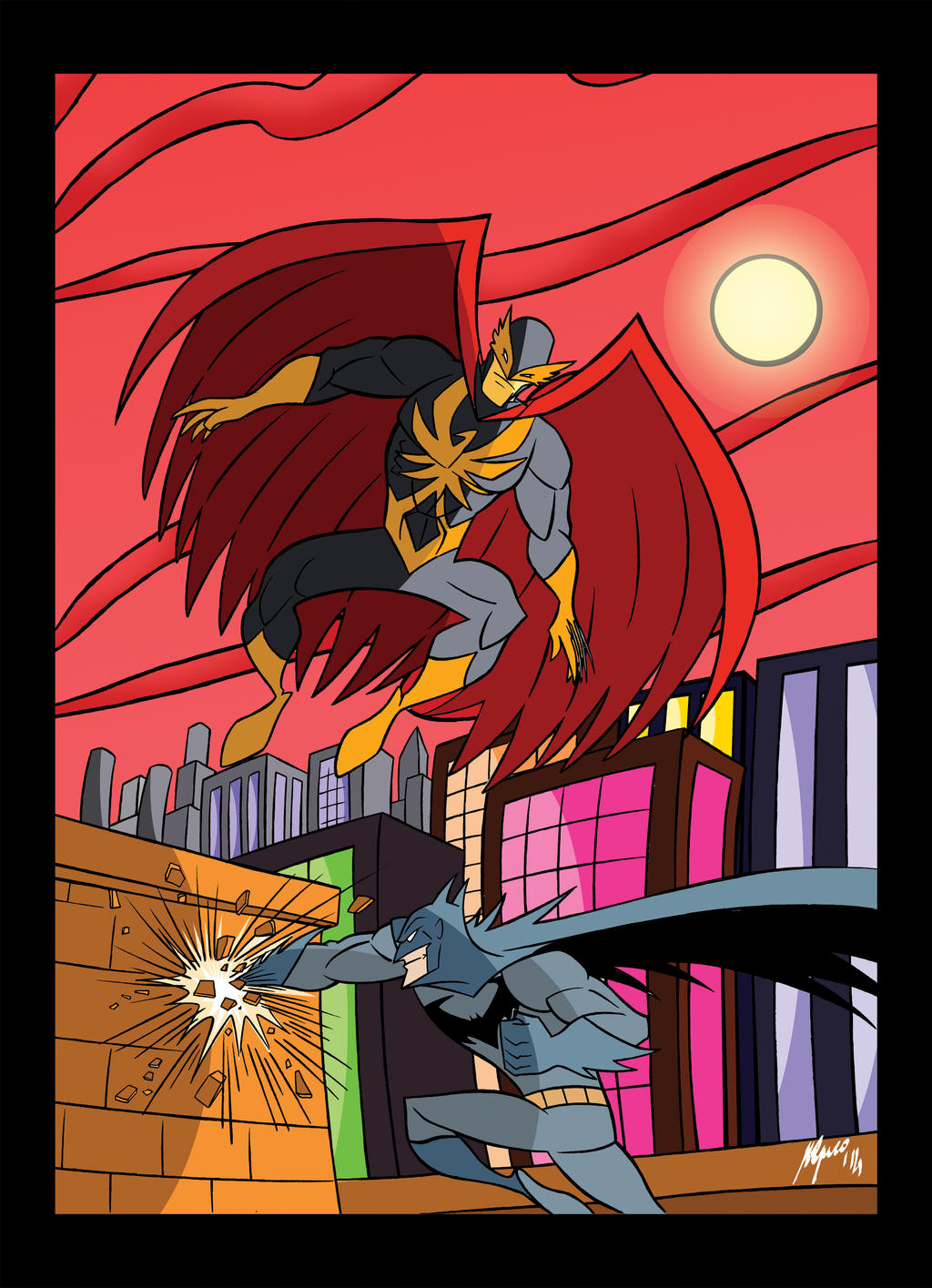 Batman vs Nighthawk with colors by Granamir30 on DeviantArt