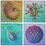 Sea Creatures - Digital Collage Sheet - 12 Squares