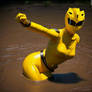 Yellow Power Ranger stuck in mud 