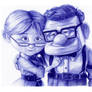 Carl and Ellie, UP. Ballpoint pen drawing