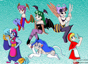 Chibi Darkstalkers gals wall