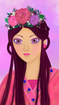 Pink Flower Princess with Pink Purple Background