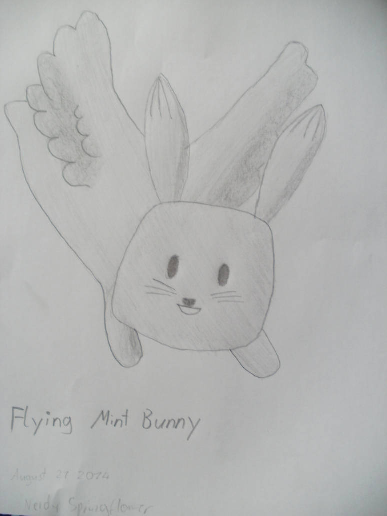 Flying Mint Bunny (Pencil Drawing) by NerdySpringflower on DeviantArt
