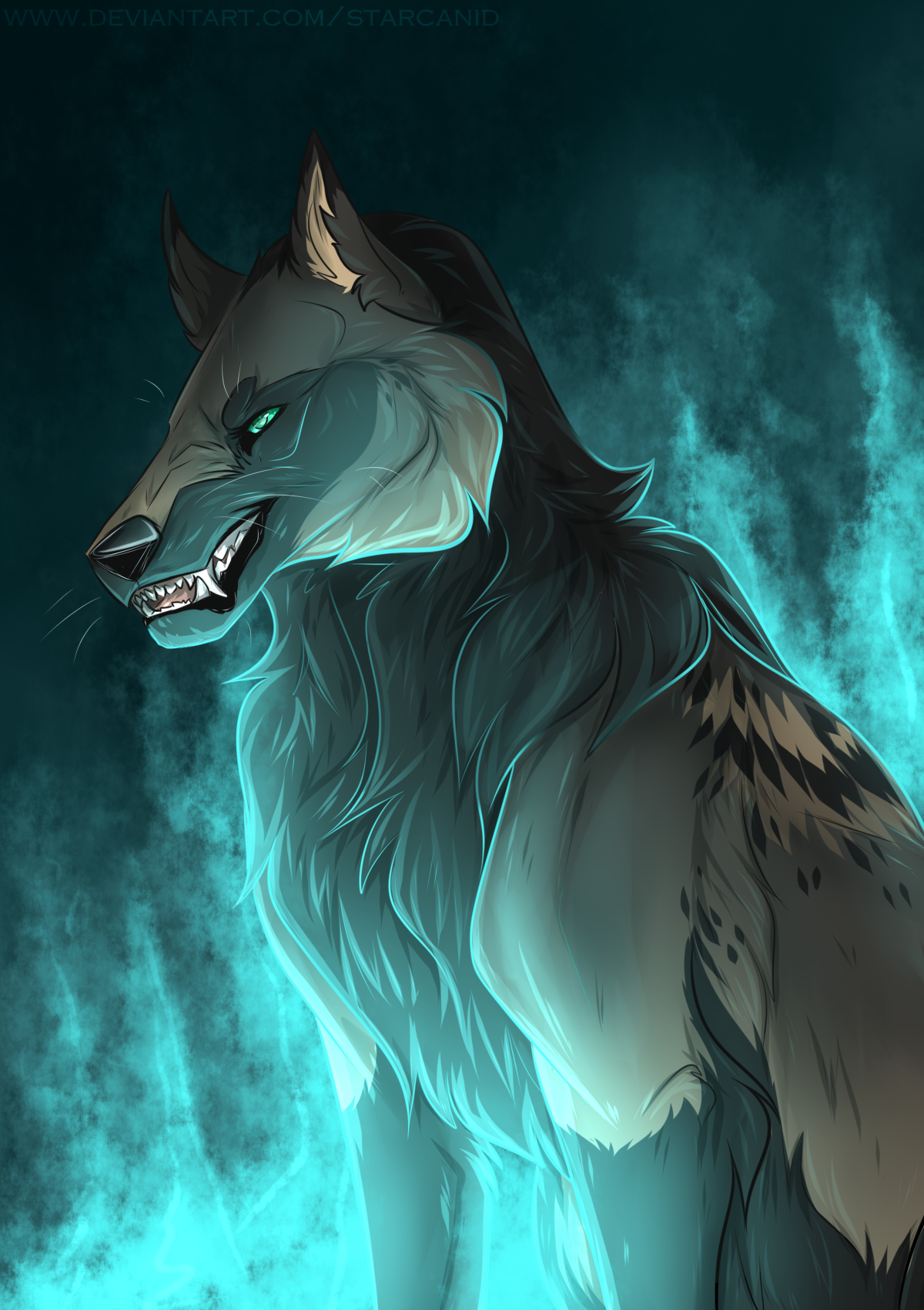 [YCH] Burning Up In Cyan by StarCanid on DeviantArt