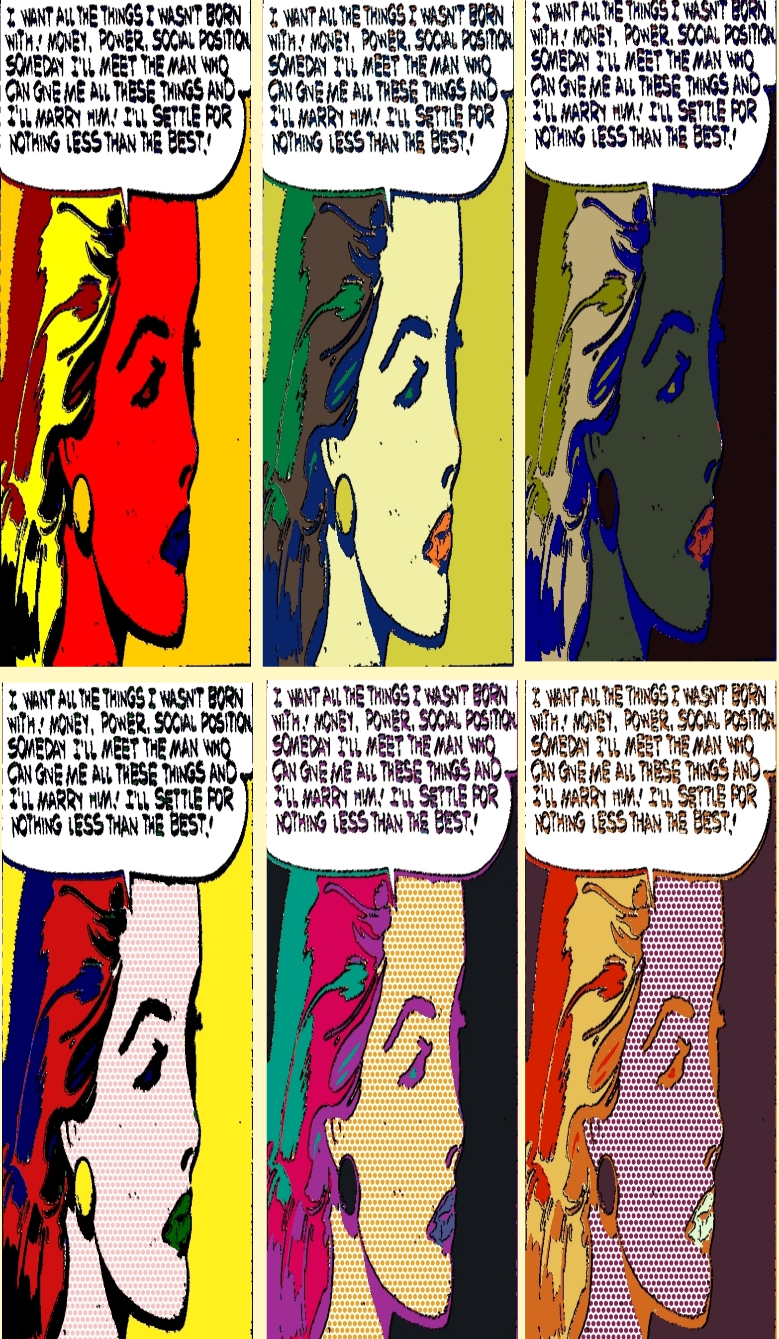 Romance comics six panel pop art