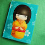 kokeshi Doll Notebook in teal