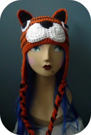 Adult Crochet Tiger Beanie