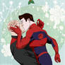 kiss under mistletoe