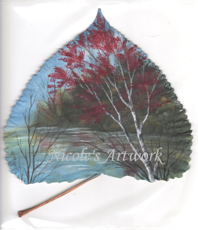 Fall Scene on a leaf