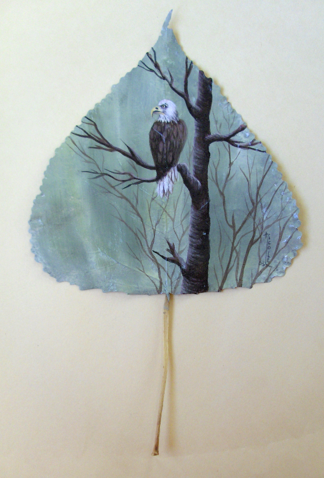 Eagle...painted on a leaf by Arteestique