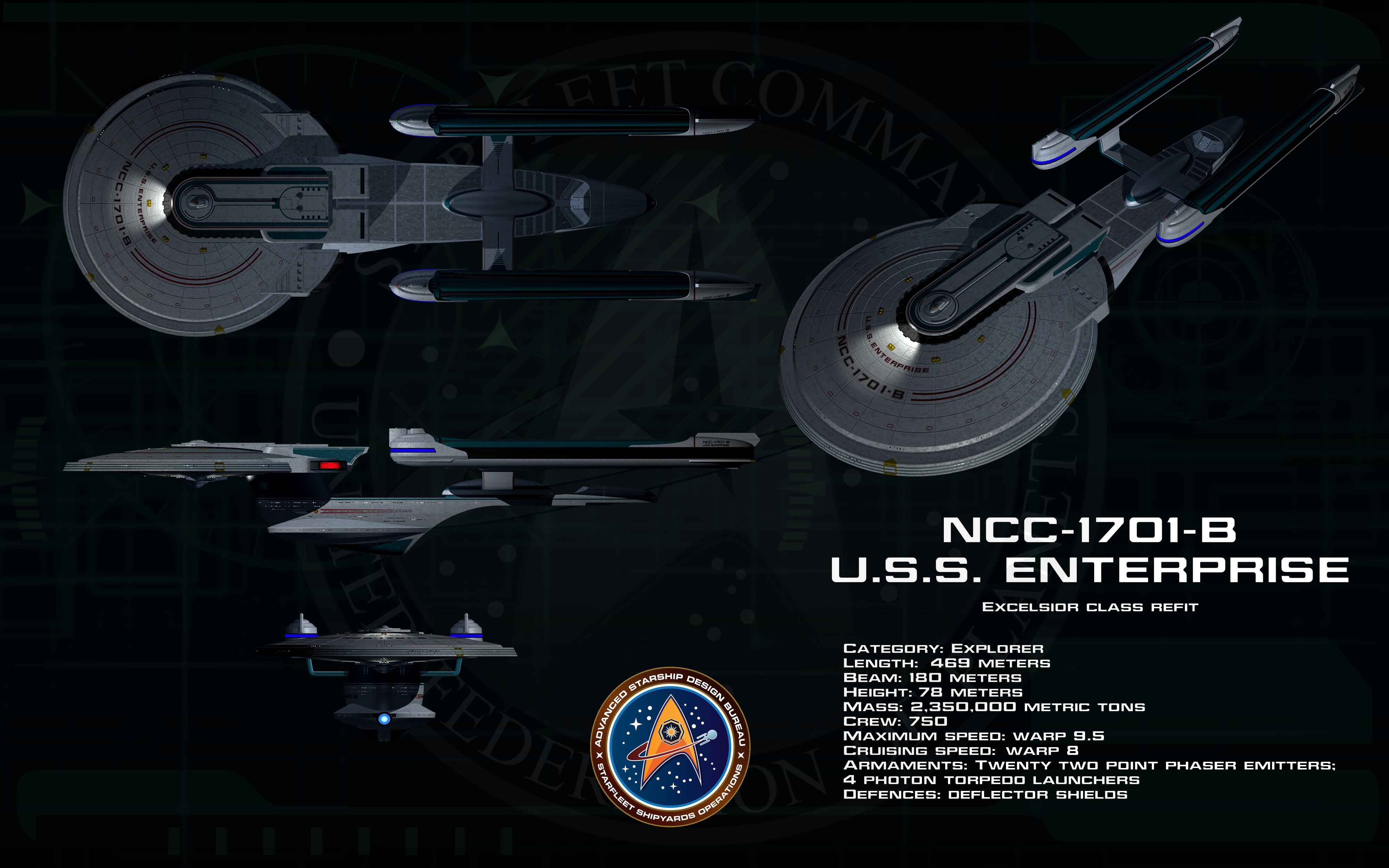 Excelsior Refit ortho - USS Enterprise B