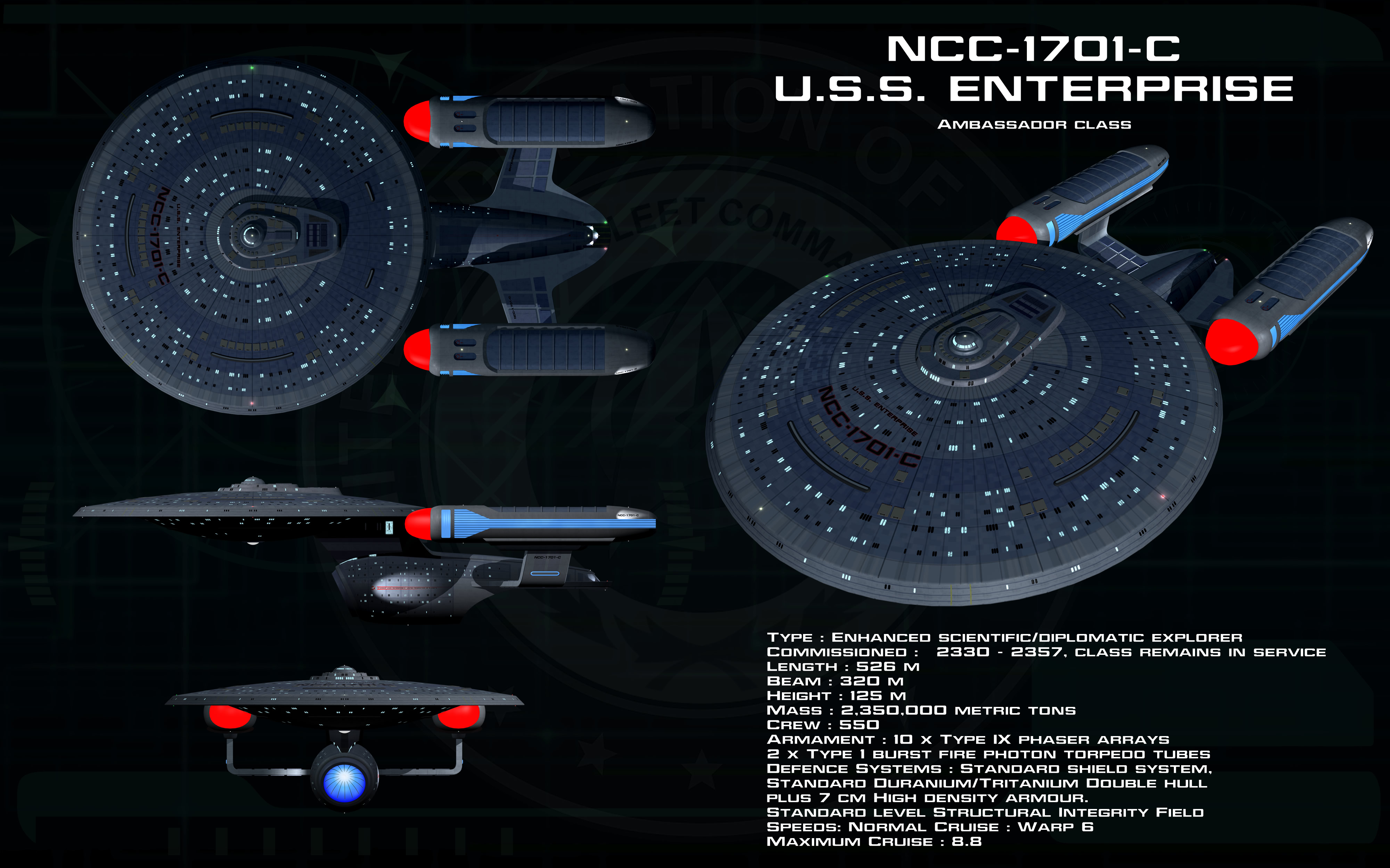 Deviantart Ambassador Class Ambassador class ortho - USS Enterprise - C by unusualsuspex on DeviantArt