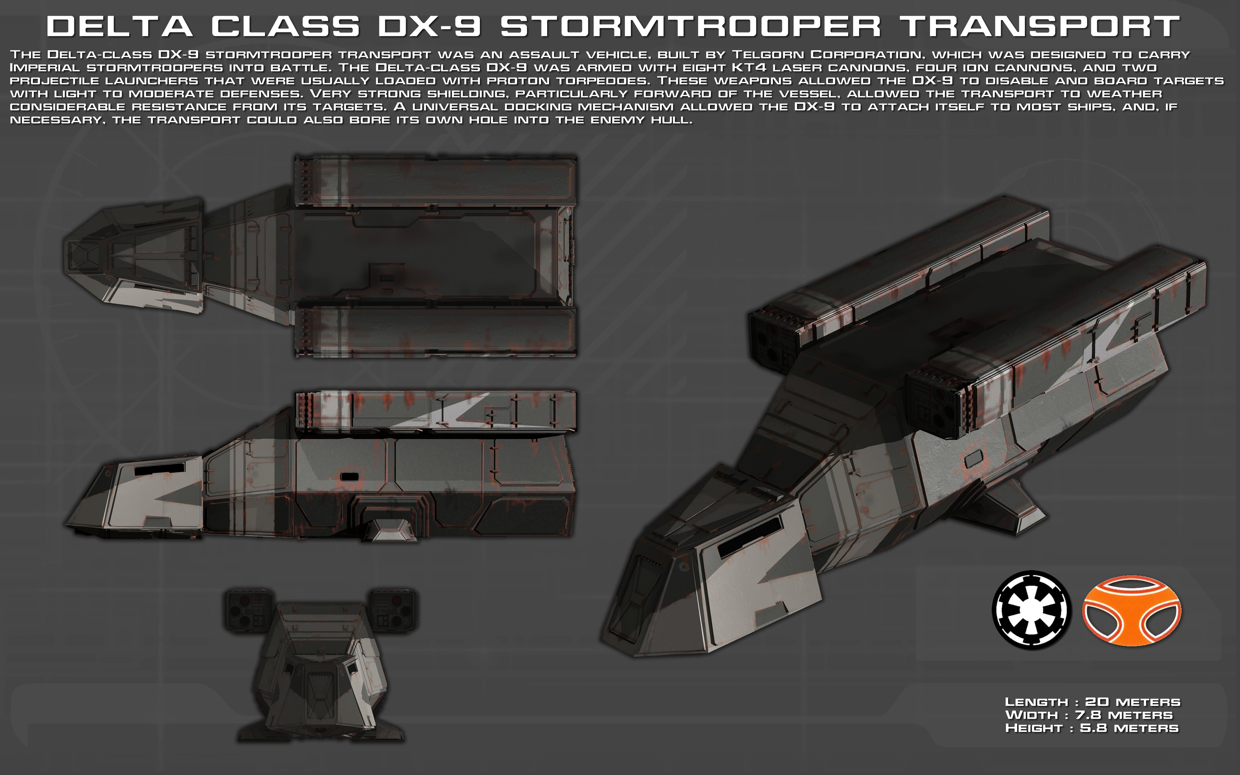 Delta Class DX9 Stormtrooper transport ortho [New]