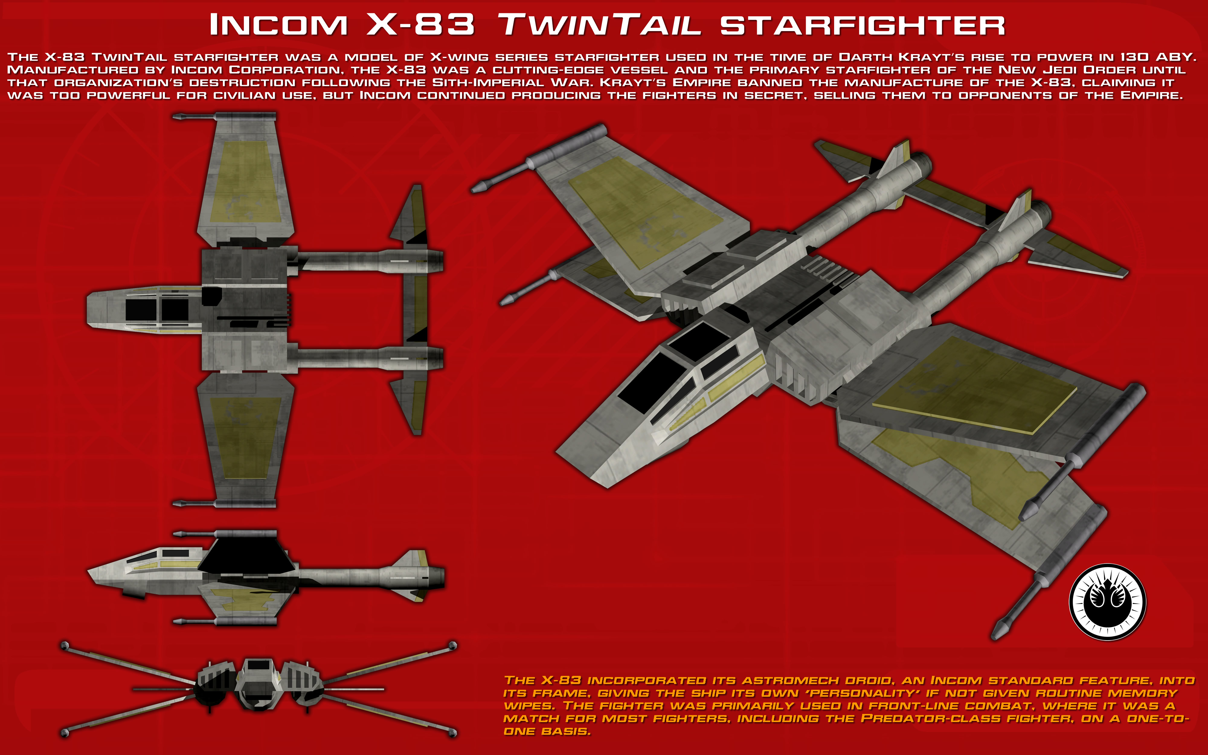 Incom X-83 Twintail starfighter ortho [New]