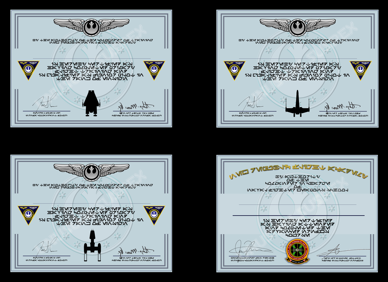 Star Wars Flight Graduation cerificates