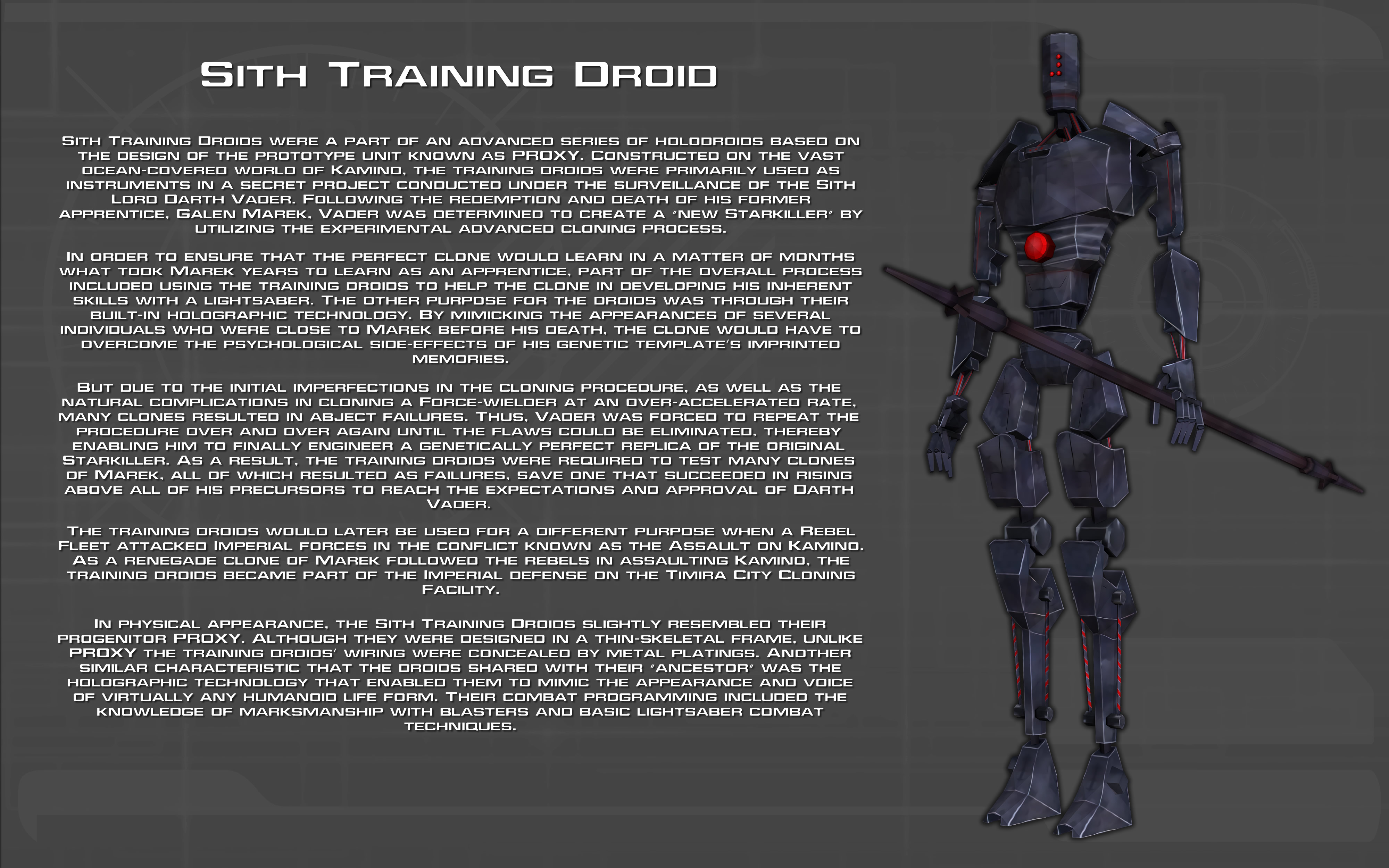 Sith Training Droid tech readout [New]