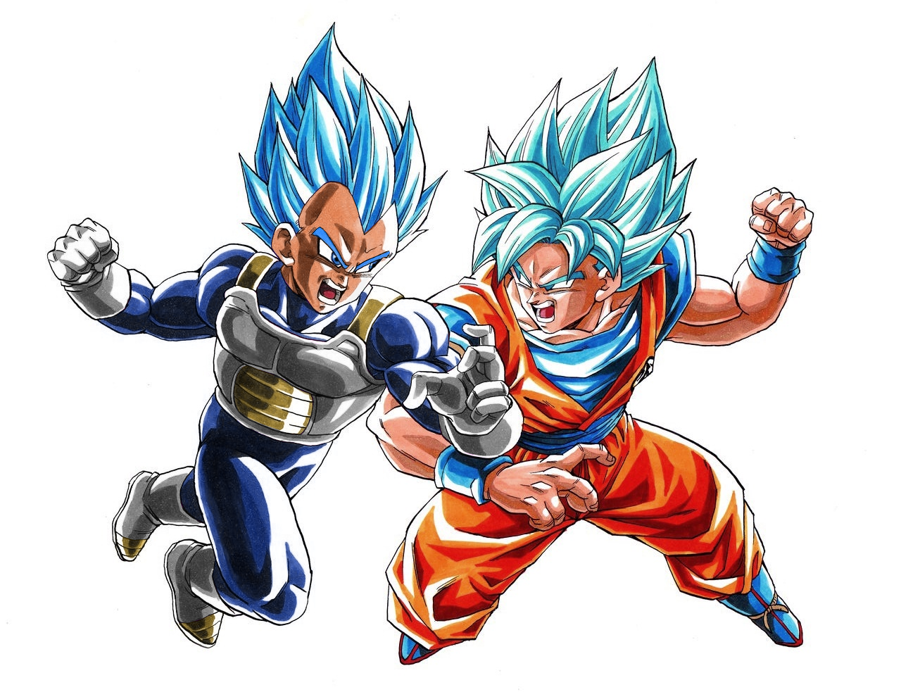 Goku SSJ Blue VS. Vegeta SSJ Blue Full Power by thugxart on DeviantArt.