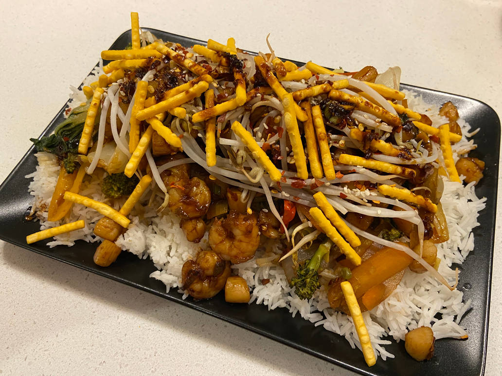 Shrimp and scallop rice stir fry by DJ-Blast3R on DeviantArt