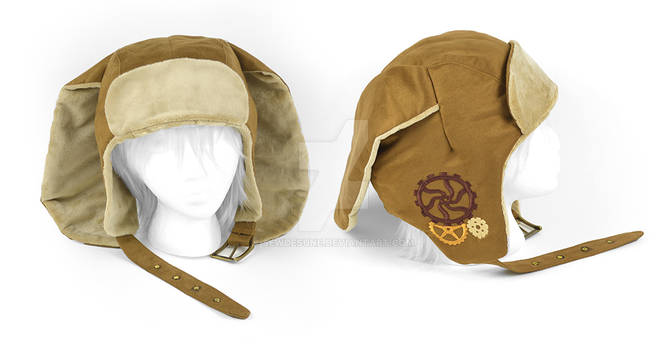 Rabbit Aviator Cap with Gear Embroidery