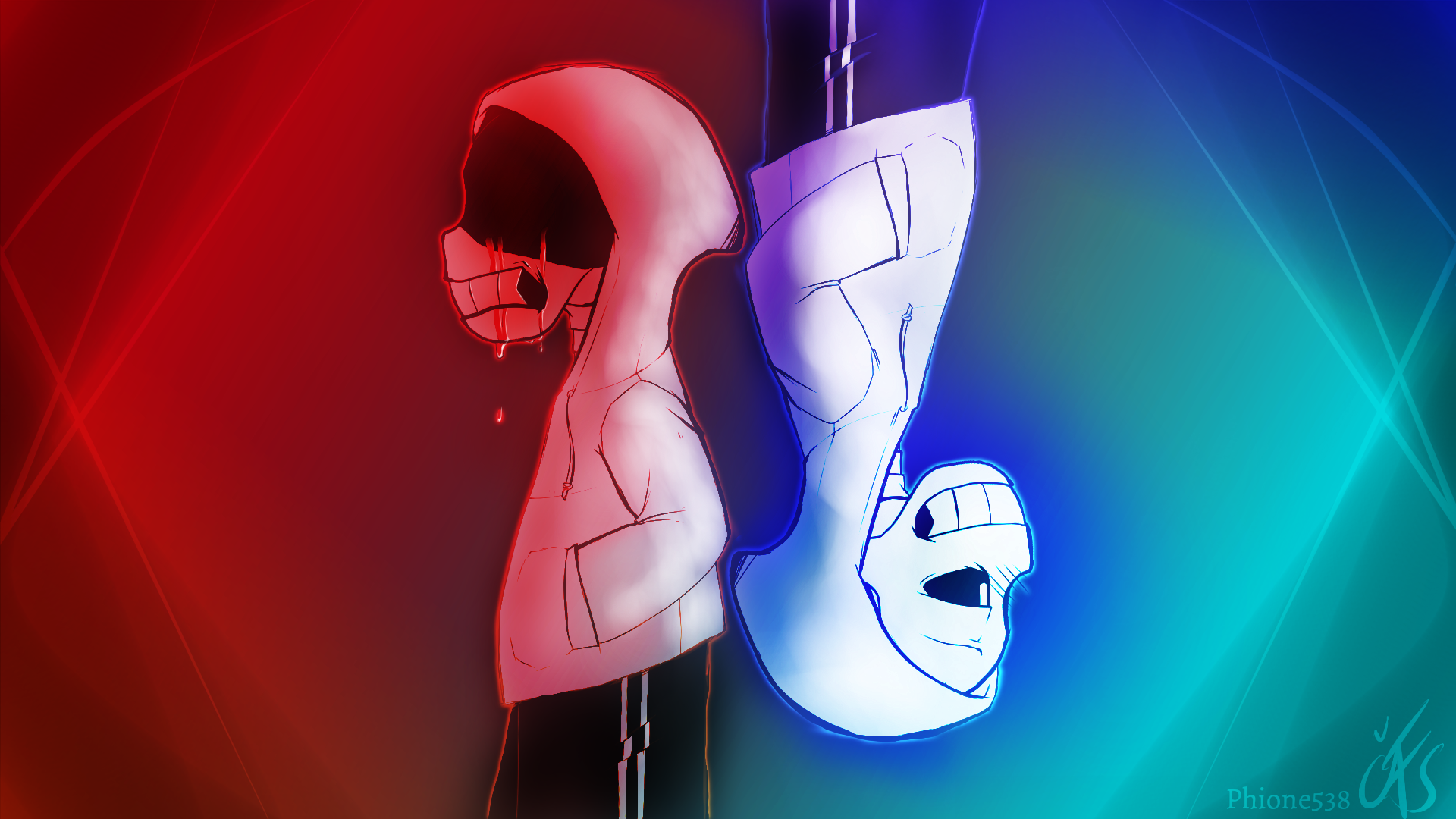 Undertale Both Sides Of Sans Hd Wallpaper By Phione538 On Deviantart