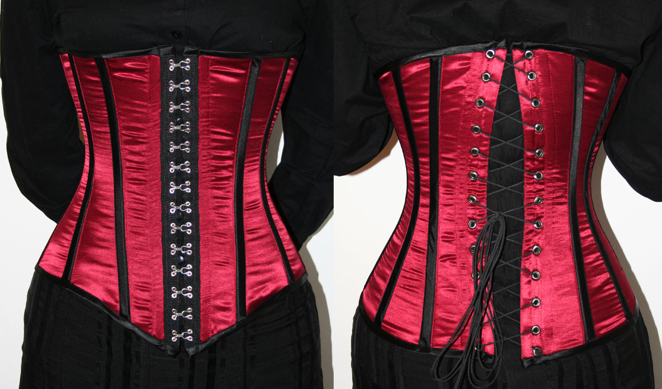 red and black satin corset