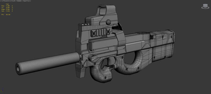 P90 low poly WIP