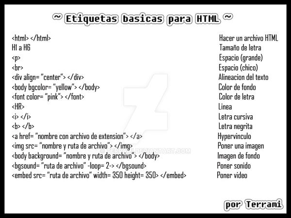 Etiquetas basicas para HTML by Terrami on DeviantArt