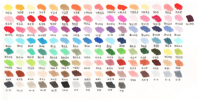 My copic color chart by Acoony on DeviantArt