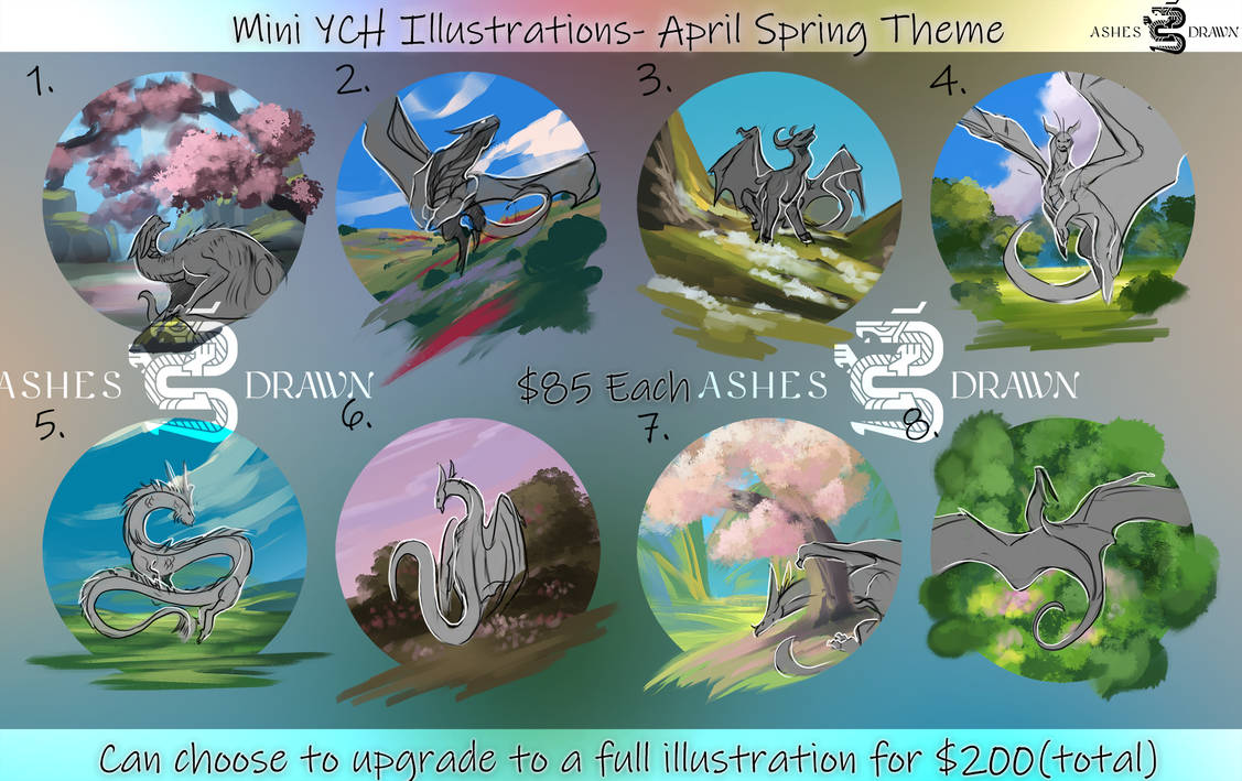 YCH Minis- April Spring Themed - OPEN 5 Left by AshesDrawn on DeviantArt