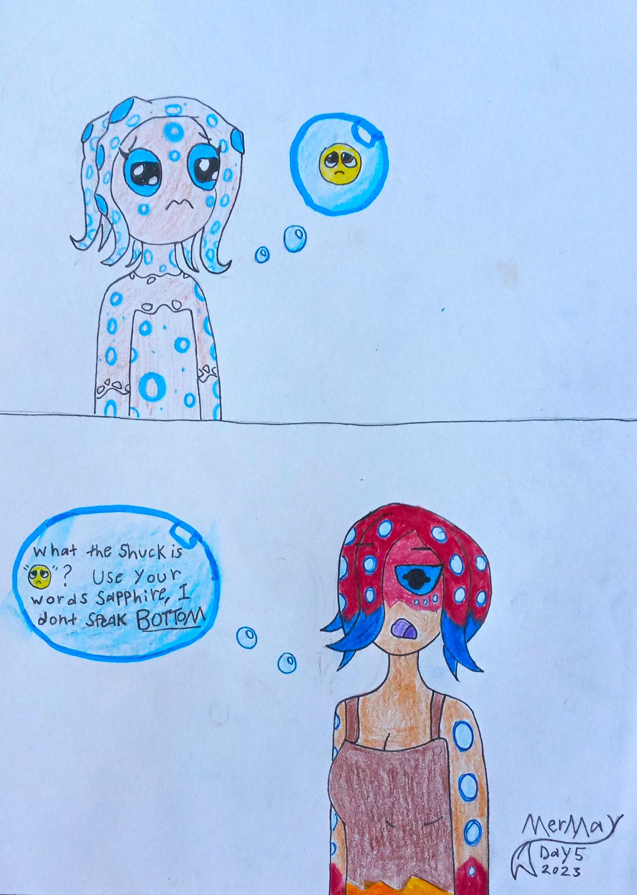 I don't speak BOTTOM (Mermay day 5) by Frostybites16 on DeviantArt