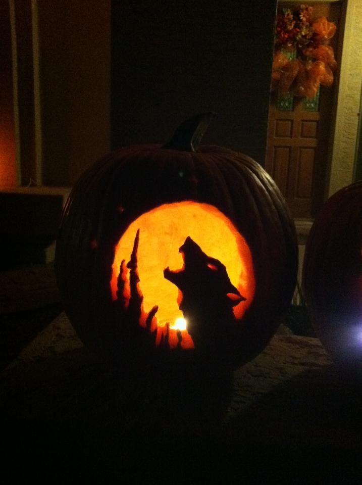 Wolf and moon pumpkin