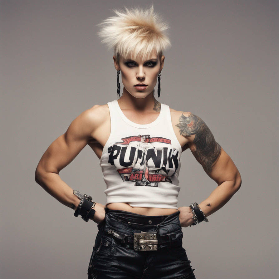 Muscular Punk Rocker 1980s Muscular Woman Short Hair Punk by ashw1990 on DeviantArt