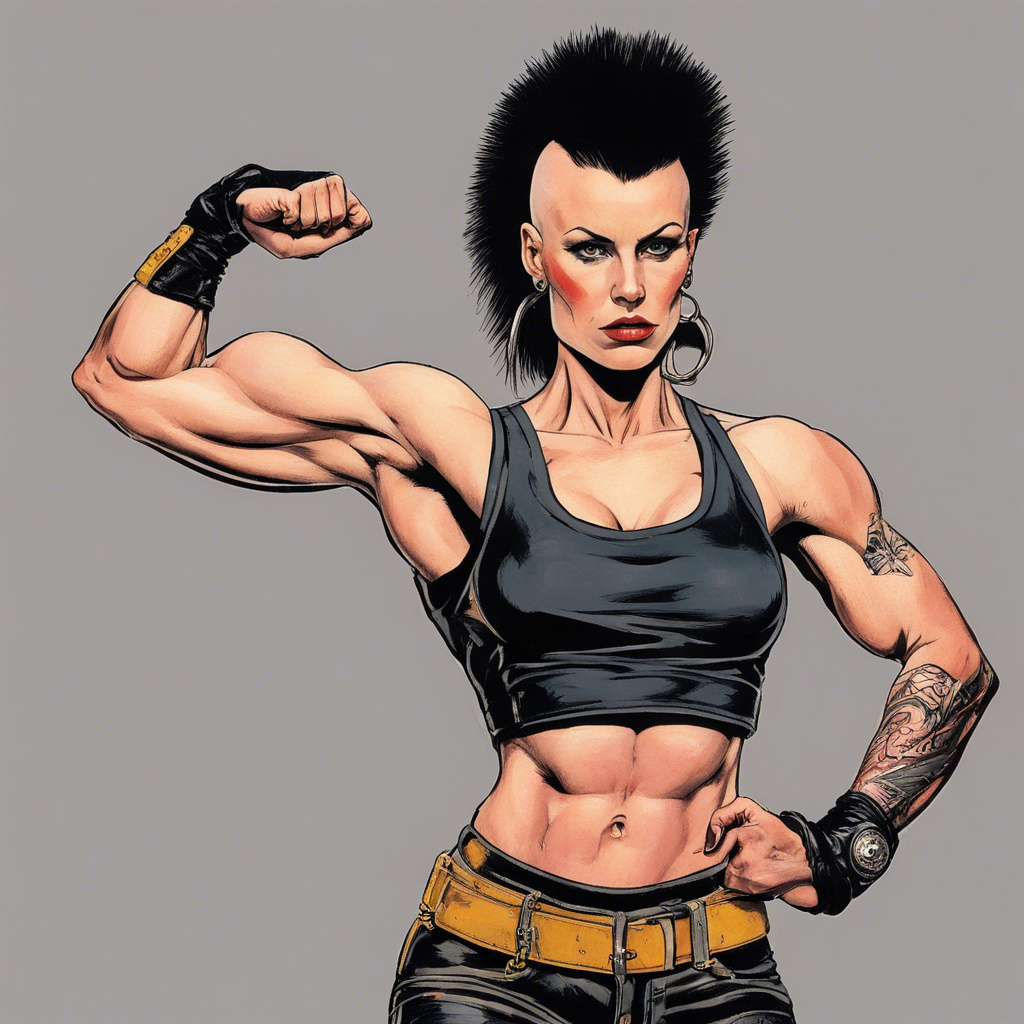 Muscular Punk Rocker 1980s Muscular Punk Woman Shaved Head Muscles Abs by ashw1990 on DeviantArt
