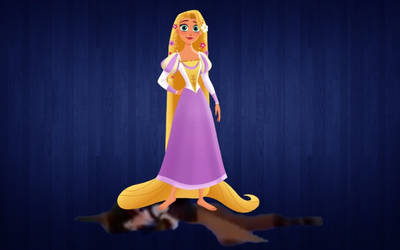 Rapunzel standing on top of Varian