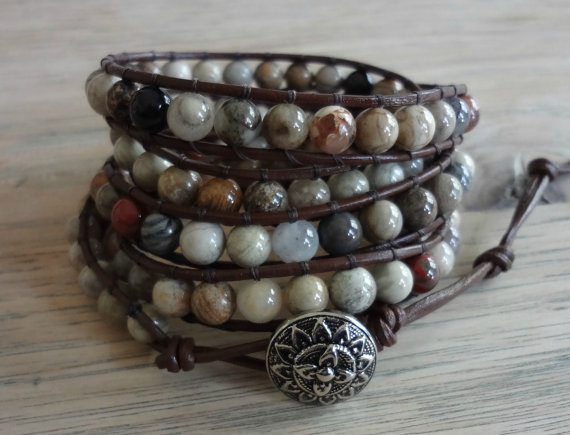 Silver leaf Wrap Bracelet