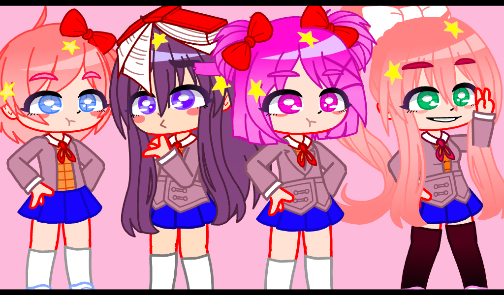 All of my ocs together! (Gacha life and no ddlc chrs)