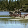 Timimus And Qantassaurus Drinking